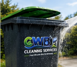 Wheelie bin being cleaned